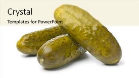  Presentation with pickle - Colorful PPT theme enhanced with whole pickled gherkins close up backdrop and a yellow colored foreground