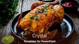  Presentation with chicken - Colorful slide set enhanced with whole-roast-chicken-on-plate backdrop and a wine colored foreground