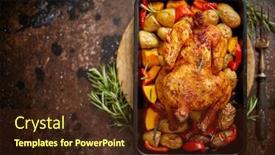  Presentation with roasted chicken - Presentation having whole-roasted-chicken-or-turkey background and a tawny brown colored foreground