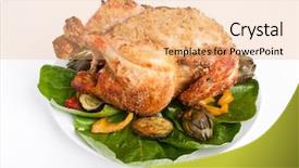  Presentation with roasted chicken - PPT theme enhanced with whole roasted chicken background and a coral colored foreground
