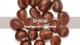  Presentation with coconut shell fresh whole - Presentation featuring whole shelled raw chestnut background and a tawny brown colored foreground