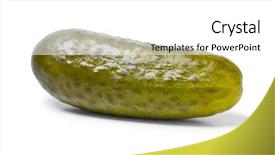  Presentation with pickle - Slides having whole single pickled gherkin isolated background and a white colored foreground