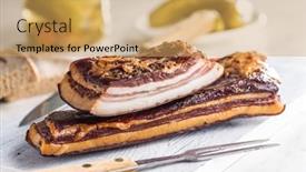  Presentation with cutting board - Presentation design with whole-smoked-bacon background and a yellow colored foreground