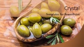  Presentation with olive green - Cool new theme with whole table olives backdrop and a coral colored foreground