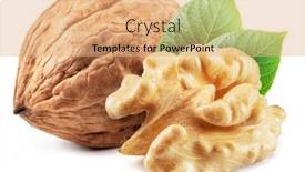  Presentation with walnut - PPT layouts having whole-walnut-and-walnut-kernel background and a coral colored foreground