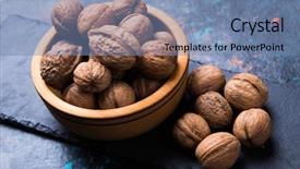  Presentation with coconut shell fresh whole - PPT layouts having whole walnut shells or kernels background and a seafoam green colored foreground