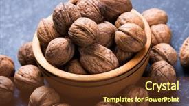  Presentation with healthy food - Slides featuring whole walnut shells or kernels background and a tawny brown colored foreground