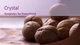  Presentation with wooden - Audience pleasing slide set consisting of whole walnuts lying on carved backdrop and a sky blue colored foreground