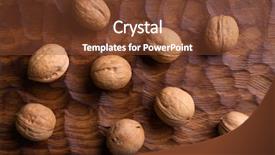  Presentation with dried fruits seeds nuts walnuts - Presentation design enhanced with whole walnuts lying on carved background and a tawny brown colored foreground