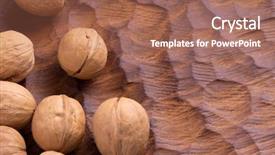  Presentation with dried fruits seeds nuts walnuts - Presentation design having whole walnuts lying on carved background and a coral colored foreground