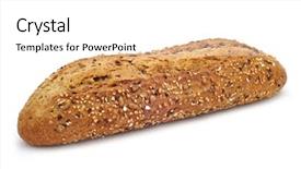  Presentation with brown - Amazing slide set having whole wheat - closeup of a brown baguette backdrop and a white colored foreground