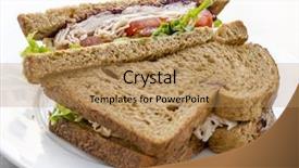  Presentation with sandwich - Cool new PPT theme with whole wheat - healthy ham turkey sandwich backdrop and a coral colored foreground