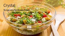  Presentation with pasta sauce - Beautiful PPT theme featuring whole wheat pasta salad backdrop and a yellow colored foreground