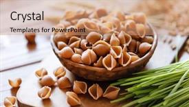  Presentation with pasta - PPT theme featuring carbohydrates - whole wheat pasta background and a coral colored foreground