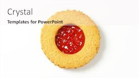  Presentation with currant - Presentation enhanced with whole wheat shortbread cookie filled with red currant preserve background and a white colored foreground