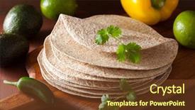  Presentation with tortilla - Audience pleasing presentation design consisting of whole wheat tortillas on wooden backdrop and a tawny brown colored foreground