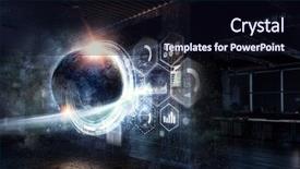  Presentation with astronaut in fantasy world mixed - Amazing slide set having whole world in hand mixed backdrop and a wine colored foreground