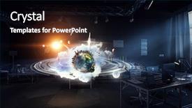  Presentation with world - Colorful PPT theme enhanced with whole world in hand mixed backdrop and a  colored foreground