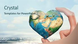  Presentation with world - Colorful theme enhanced with whole world in hand mixed backdrop and a sky blue colored foreground