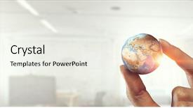  Presentation with world peace - Colorful PPT layouts enhanced with whole world in hand mixed backdrop and a sky blue colored foreground