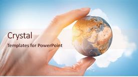  Presentation with world at your hand - PPT theme enhanced with whole world in hand mixed background and a  colored foreground