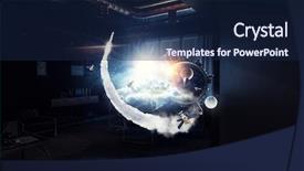  Presentation with world at your hand - PPT theme having whole world in hand mixed background and a navy blue colored foreground