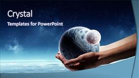  Presentation with world in our hands - Audience pleasing slides consisting of whole world in hands mixed backdrop and a navy blue colored foreground