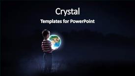  Presentation with world - Audience pleasing theme consisting of whole world in hands mixed backdrop and a black colored foreground