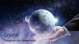  Presentation with world - Presentation theme having whole world in hands mixed background and a  colored foreground