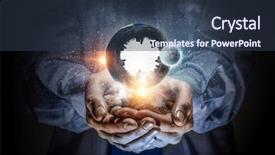  Presentation with world - Slide set consisting of whole world in hands mixed background and a tawny brown colored foreground