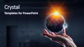  Presentation with world - Presentation consisting of whole world in hands mixed background and a  colored foreground