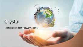  Presentation with world - Cool new slides with whole world in hands backdrop and a  colored foreground