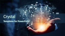  Presentation with world - Slides having worldbusiness - whole world in hands background and a navy blue colored foreground