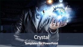  Presentation with world at your hand - Slides enhanced with whole world in her hand background and a  colored foreground