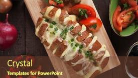  Presentation with cheddar - Cool new slide deck with wholegrain bread stuffed with cheddar and mozzarella cheese backdrop and a tawny brown colored foreground