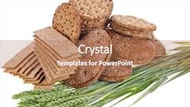  Presentation with wheat - Slides having wholegrain crispbread and wheat spike isolated on white background background and a coral colored foreground