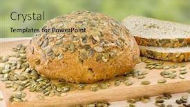  Presentation with pumpkin seeds - Colorful slide deck enhanced with wholemeal buns with pumpkin seeds backdrop and a mint green colored foreground