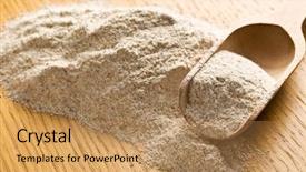  Presentation with flour - PPT theme featuring wholemeal flour in wooden scoop background and a coral colored foreground