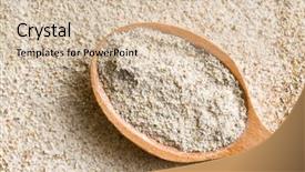  Presentation with flour - Beautiful presentation featuring wholemeal flour in wooden spoon backdrop and a soft green colored foreground