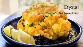  Presentation with cauliflower - PPT layouts enhanced with wholeness - roasted whole cauliflower with lemon background and a yellow colored foreground