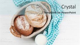  Presentation with milk - Beautiful PPT theme featuring wholeness life - homemade crusty bread and milk backdrop and a light blue colored foreground