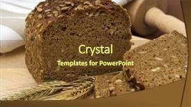  Presentation with whole grain flour - PPT theme enhanced with wholeness life - whole grain bread and slices background and a tawny brown colored foreground