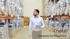  Presentation with export - Slide deck featuring wholesale logistic business export background and a mint green colored foreground