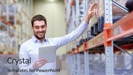  Presentation with export - Colorful slides enhanced with wholesale logistic business export backdrop and a light blue colored foreground