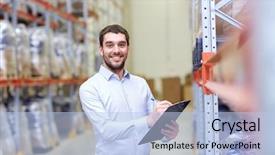  Presentation with wholesale - Beautiful PPT theme featuring wholesale logistic business export backdrop and a light blue colored foreground