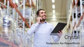  Presentation with export - Slides featuring wholesale logistic business export background and a light blue colored foreground