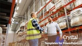  Presentation with wholesale - Beautiful PPT theme featuring wholesale logistic people and export backdrop and a tawny brown colored foreground