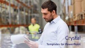  Presentation with export - Amazing slides having wholesale logistic people and export backdrop and a sky blue colored foreground