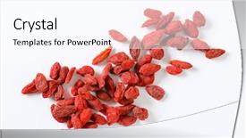  Presentation with goji - Slide deck consisting of wholesome - handful of goji berries background and a  colored foreground
