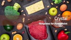  Presentation with stone age food - PPT layouts with wholesome - photo of food products background and a tawny brown colored foreground